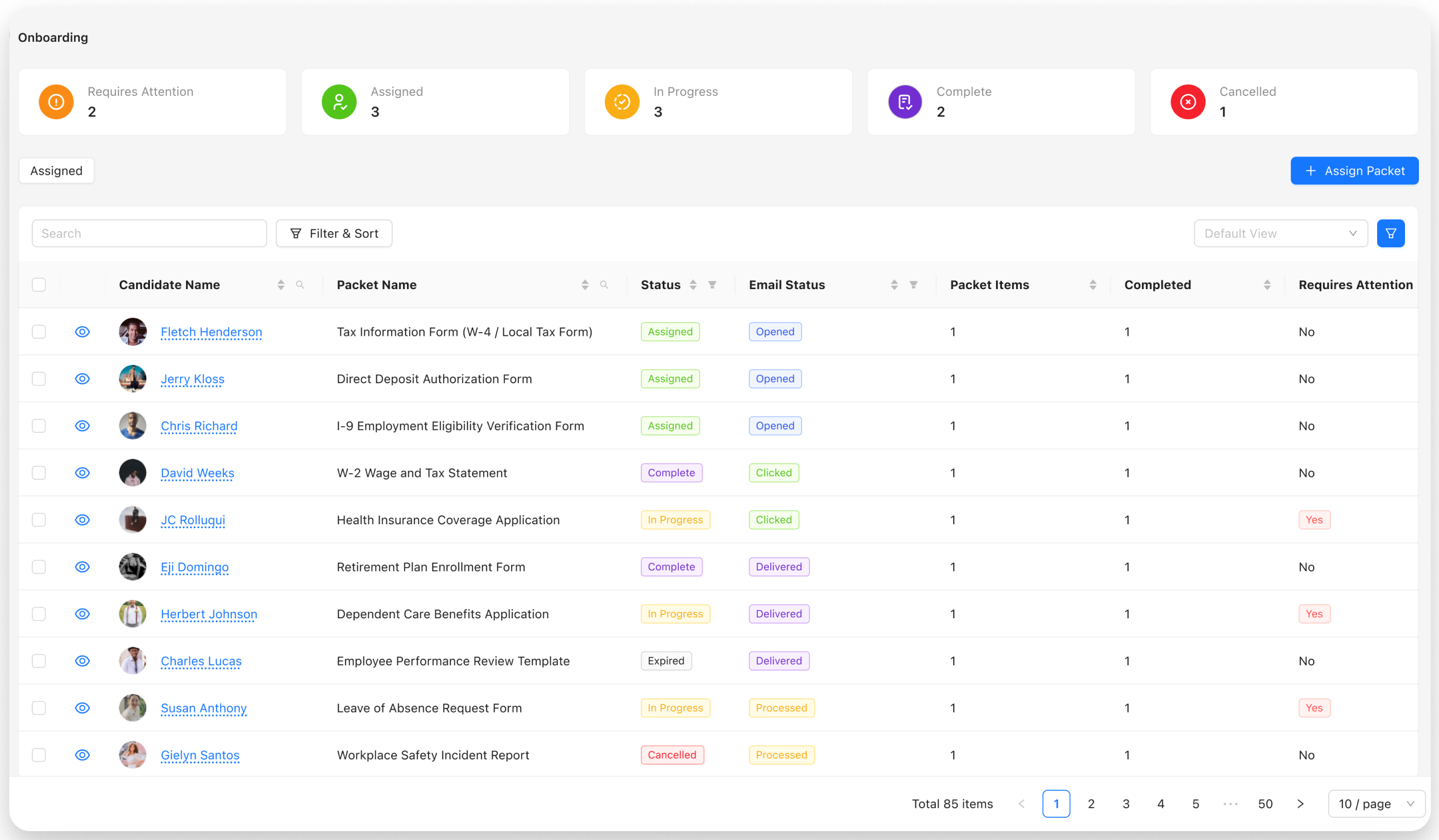 Recruiter Console onboarding pipeline dashboard